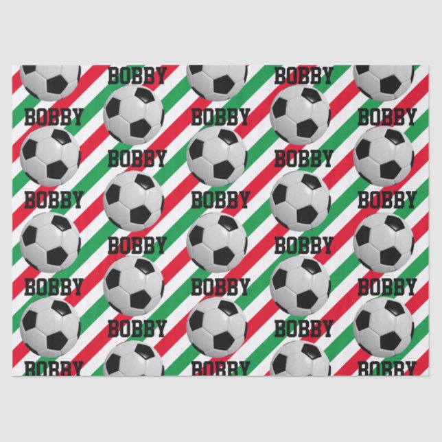 Papel De Seda Bola de Futebol Adição de nome Strike Red n Green (Frente )