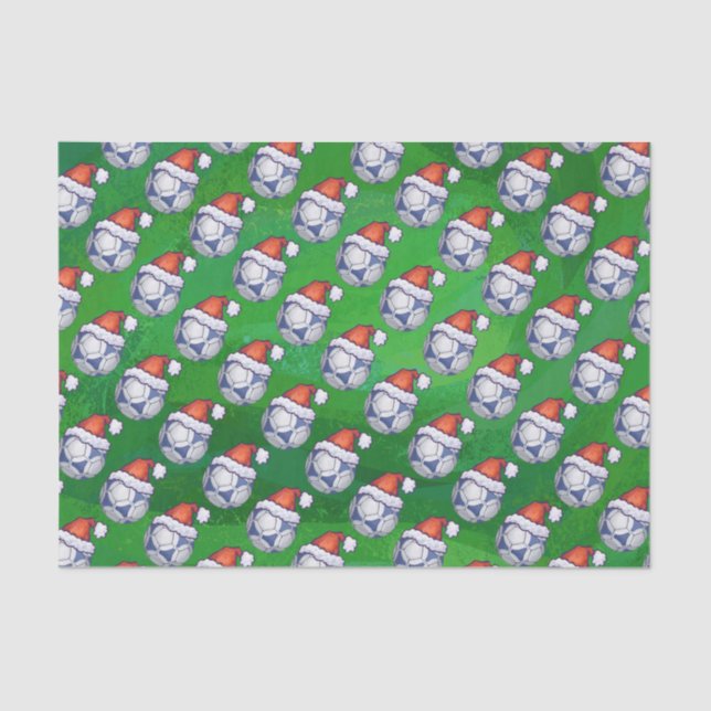 Papel De Seda Bola de Futebol Festivo Azul e Branco em Verde (Frente )