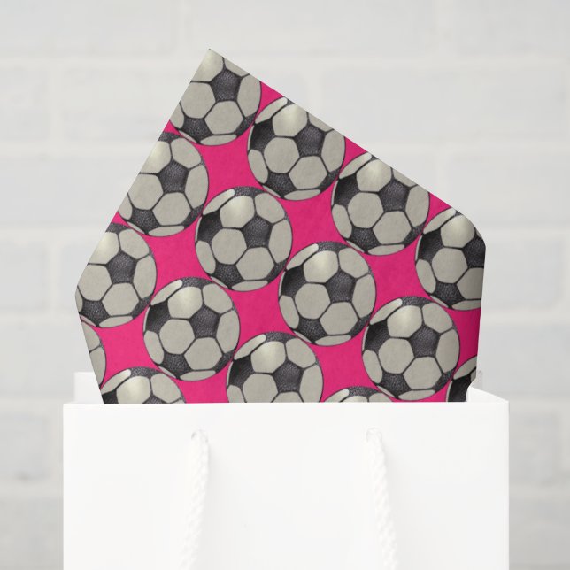 Papel De Seda Bola de futebol / Rosa Quente (Sacola de presentes)