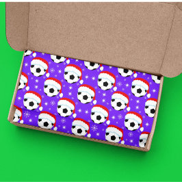 Papel De Seda Bola de Futebol Vestindo Chapéu do Papai Noel e Fl