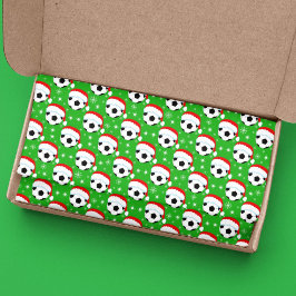 Papel De Seda Bola de Futebol Vestindo Chapéu do Papai Noel & Fl