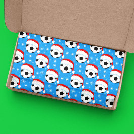 Papel De Seda Bola de Futebol Vestindo Chapéu do Papai Noel & Fl