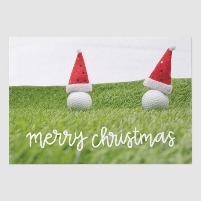 Papel De Seda Bola de golfe com chapéu de Papai Noel no Natal (Frente )