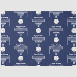 Papel De Seda Bola de Voleibol e Marinho de Rede Azul Nome de An