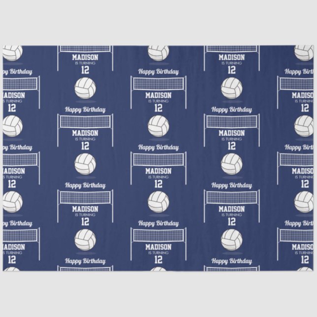 Papel De Seda Bola de Voleibol e Marinho de Rede Azul Nome de An (Frente )