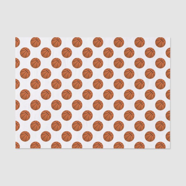 Papel De Seda Bolas de Basquete Marrons em Branco (Frente )