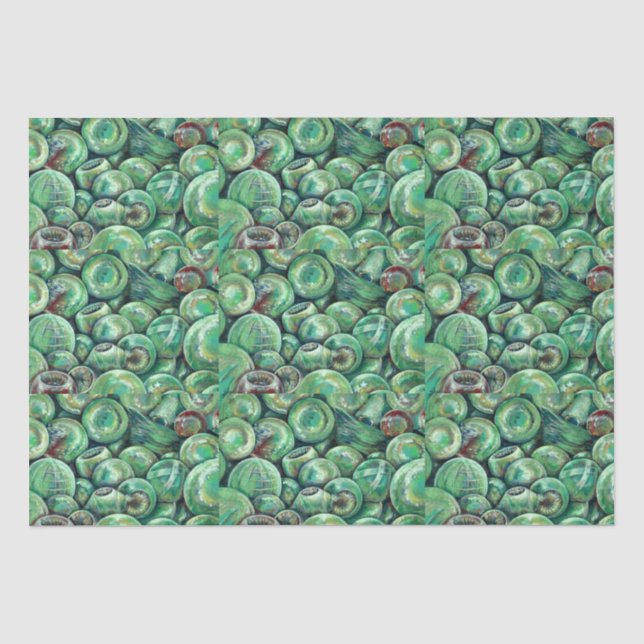 Papel De Seda Bolas de Natal Verdes (Frente )