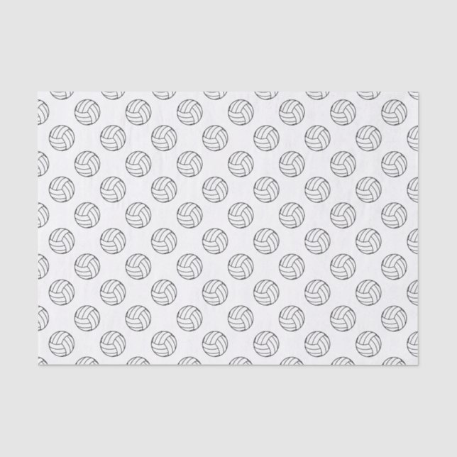 Papel De Seda Bolas de Volei Preto/Branco, Brancas (Frente )