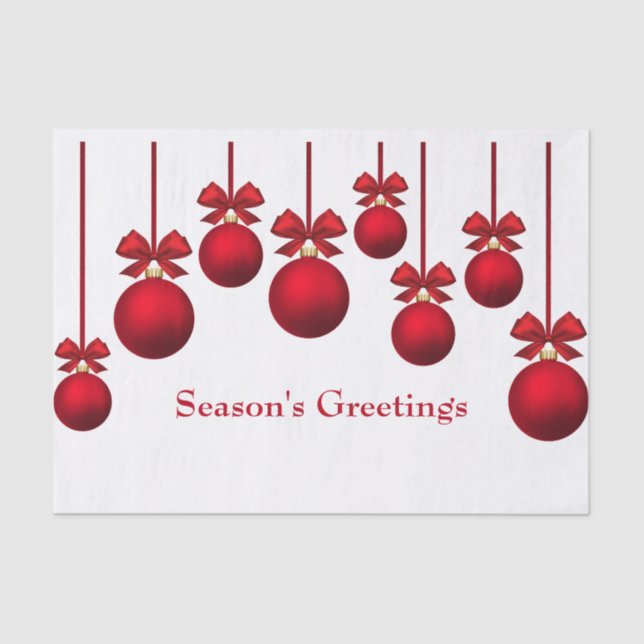 Papel De Seda Bolas vermelhas do Natal do Natal com fita (Frente )