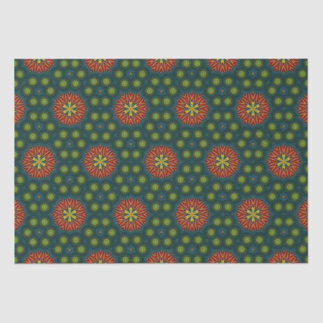 Papel De Seda Bold Abstrato Hippie Cute Red Green - Tribal (Frente )