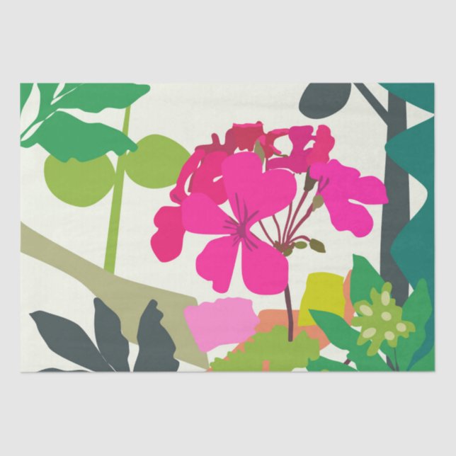 Papel De Seda Bold Blooming Geraniums Florist Modern (Frente )
