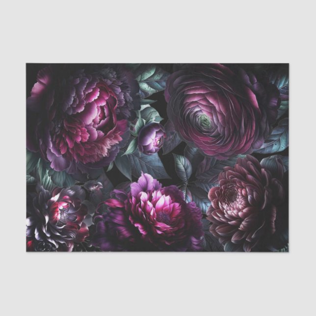 Papel De Seda Bold Moody Flowers Negra Encantada Casamento Flora (Frente )