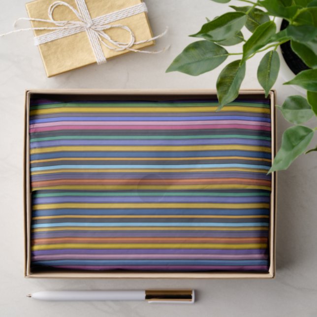 Papel De Seda Bold Rainbow Vertical Stripes (Presente)
