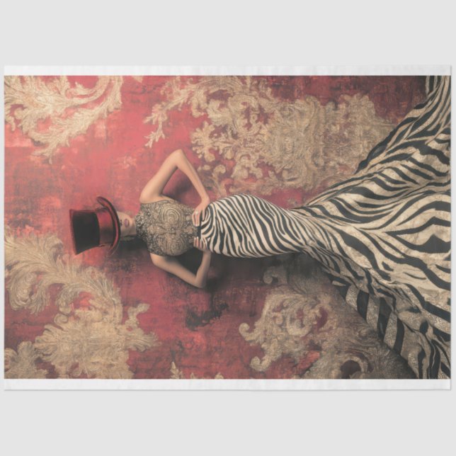 Papel De Seda Bold Stripes, Senhora sofisticada, Damask Patina (Frente )