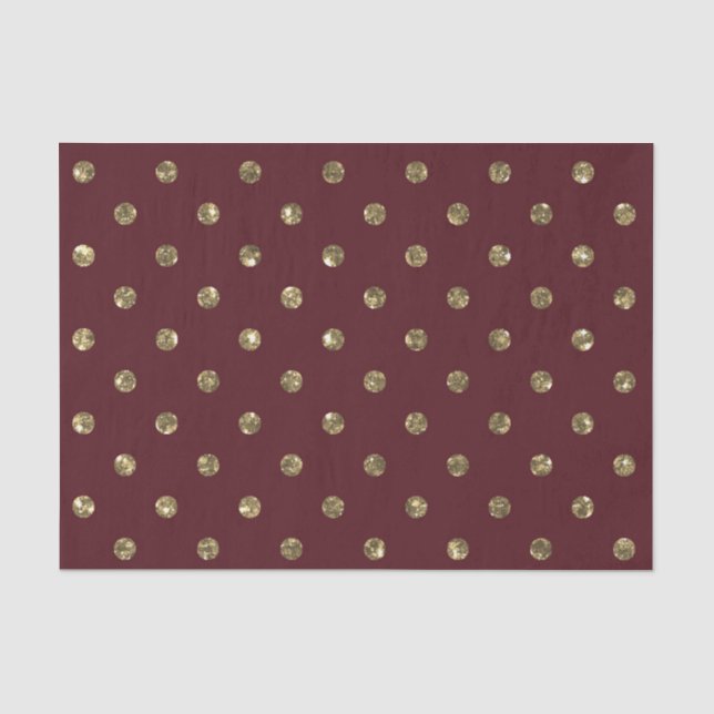 PAPEL DE SEDA BOLHAS VERMELHAS BORGONHA COM VISUAL DE BRILHO DOU (Frente )