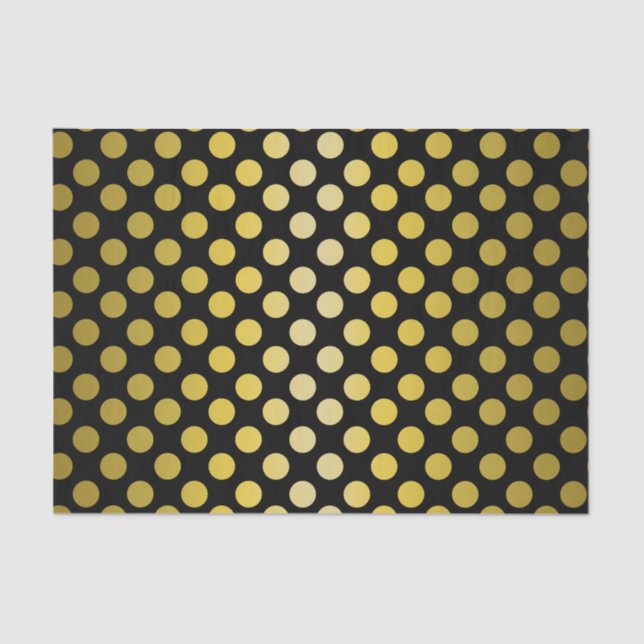 Papel De Seda Bolinhas amarelas Dourados no tecido preto (Frente )