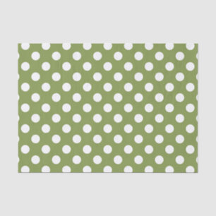 Papel De Seda Bolinhas brancas de verde-oliva