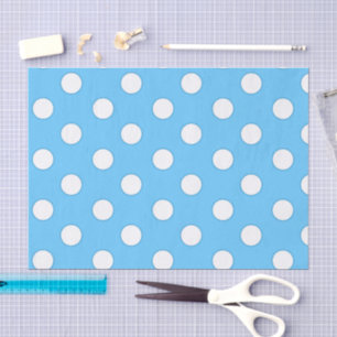 Papel De Seda Bolinhas brancas e azuis