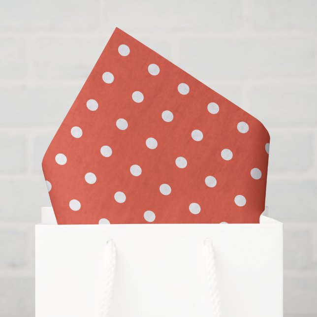 Papel De Seda Bolinhas brancas e laranja (Sacola de presentes)