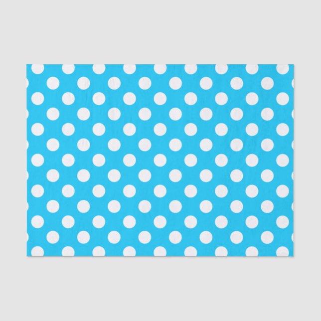 Papel De Seda Bolinhas brancas em azul elétrico (Frente )