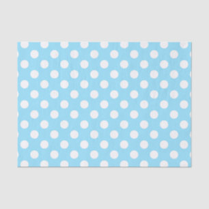 Papel De Seda Bolinhas brancas em azul pálido
