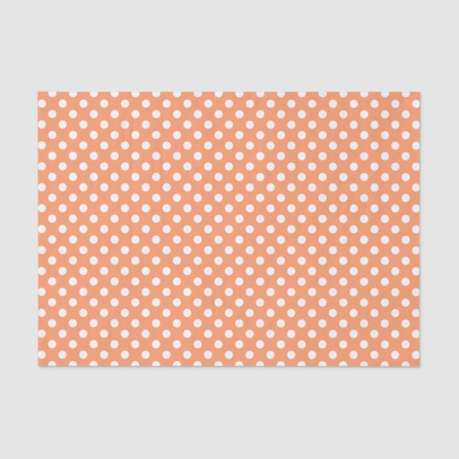Papel De Seda Bolinhas brancas em laranja de tangerina (Frente )