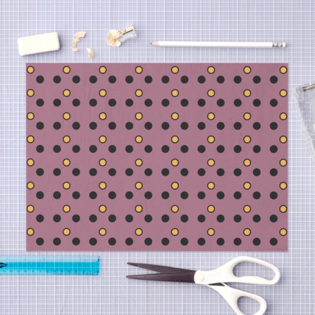 Papel De Seda Bolinhas cor de laranja e preto (Arte )