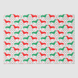 Papel De Seda Bolinhas Dachshund - Vermelho e Verde