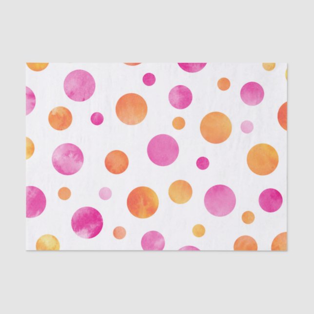 Papel De Seda Bolinhas de Citrus Watercolor Rosa (Frente )