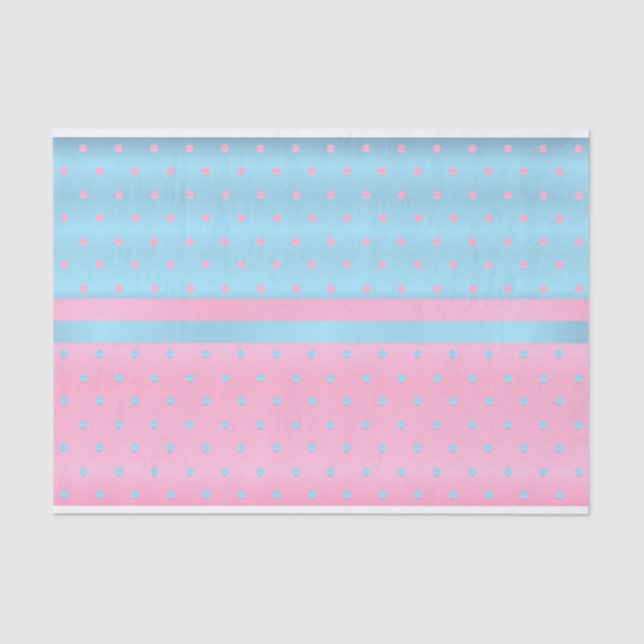 Papel De Seda Bolinhas de cor azul-bebê e rosa-pastel (Frente )