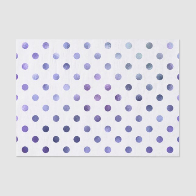 Papel De Seda Bolinhas de Folhas de Azul, Violeta-Roxo, Metálica (Frente )