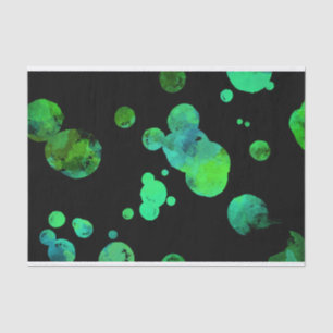 Papel De Seda Bolinhas de néon/bolhas verdes & pretas