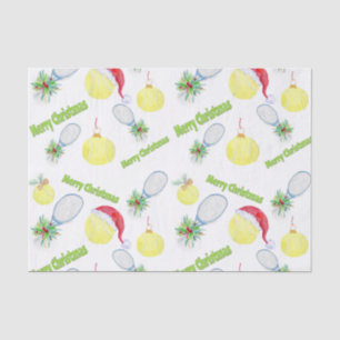 Papel De Seda Bolinhas de Tênis e Raquetes de Natal Aquarela