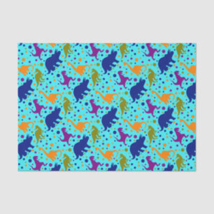 Papel De Seda Bolinhas do dinossauro coloridas para miúdos do