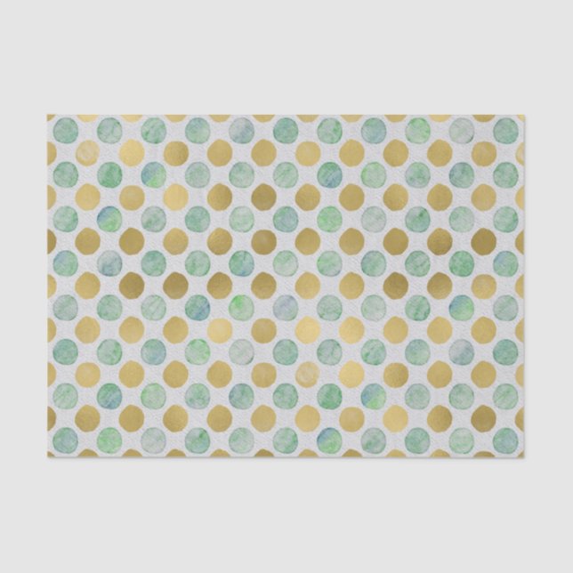 Papel De Seda Bolinhas Dourados e azuis da aguarela (Frente )