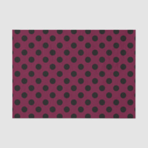 Papel De Seda Bolinhas negras com burgundy