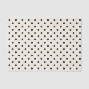 Papel De Seda Bolinhas Pretas em Branco Antiquado