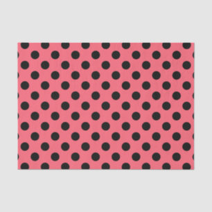 Papel De Seda Bolinhas pretas em coral