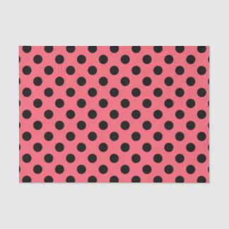 Papel De Seda Bolinhas pretas em coral