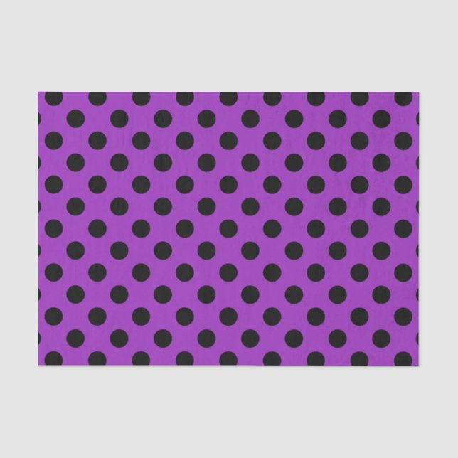 Papel De Seda Bolinhas pretas em roxo (Frente )