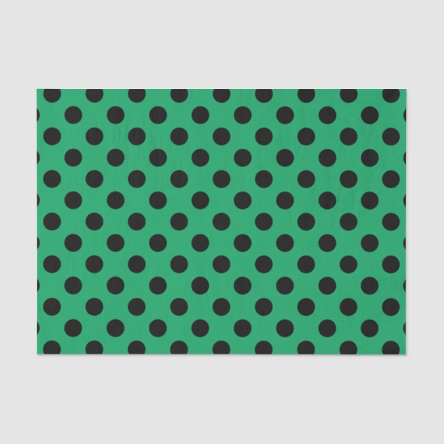 Papel De Seda Bolinhas pretas em verde fresco (Frente )