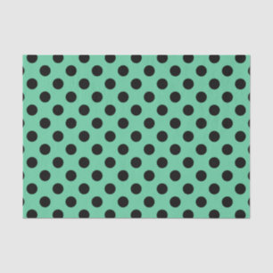Papel De Seda Bolinhas pretas em verde-menta