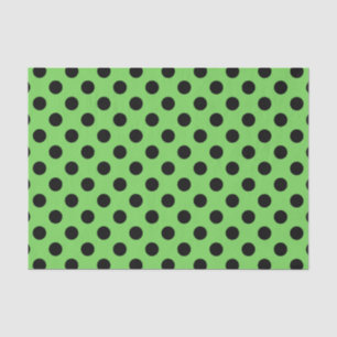 Papel De Seda bolinhas pretas no verde limão