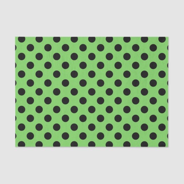 Papel De Seda Bolinhas pretas no verde limão (Frente )