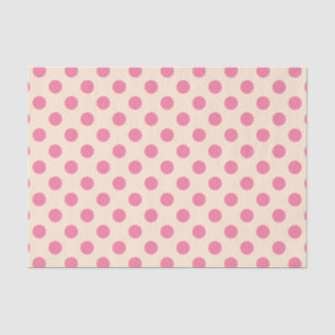 Papel De Seda Bolinhas rosa em creme