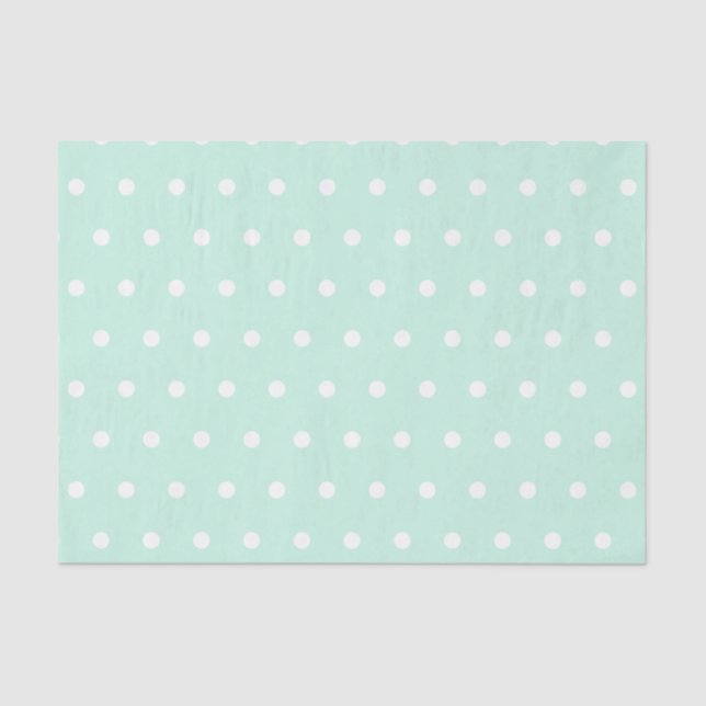 Papel De Seda Bolinhas verdes da hortelã (Frente )