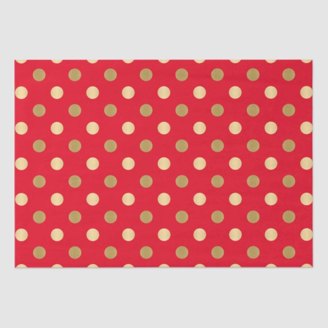 Papel De Seda Bolinhas Vermelhas e Douradas Ininterruptas (Frente )
