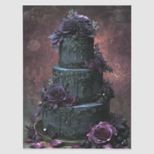 Papel De Seda Bolo de Casamento Gótico Romântico Elegante Escuro