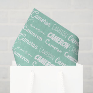 Papel De Seda Bolo Personalizado Verde Menta Espuma do Mar Nome