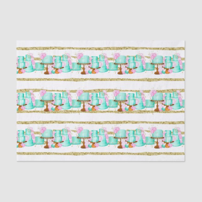 Papel De Seda Bolos de Casamento de Chá de panela Bonitos (Frente )